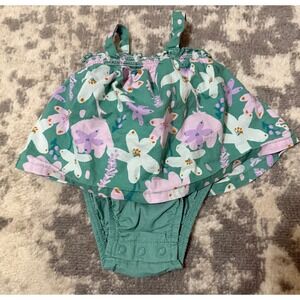 Carter's Baby Girl Summer One Piece Green Floral Romper 6 Months